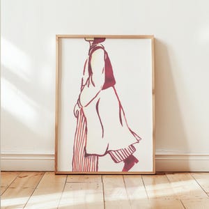 Going for a walk! Handmade watercolour line art A5 print, wall decoration, unframed poster, on eco-friendly paper, made in Ireland