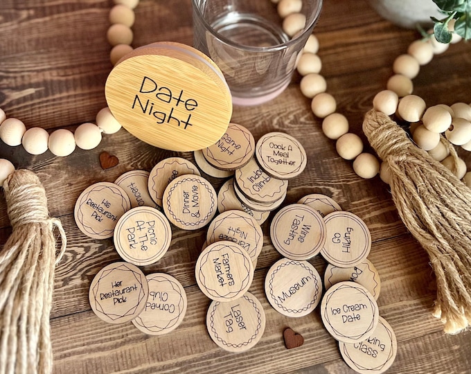 Date Night Glas, Date Night Tokens, Date Night Tokens, Valentine's Day Geschenk, Jahrestagsgeschenk, Valentine's Day, Geschenk für Paare, Hochzeitsgeschenk, Bridal Shower Geschenk