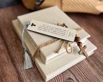 White Textured Wooden Inspirational Bookmarks with Bible Verses