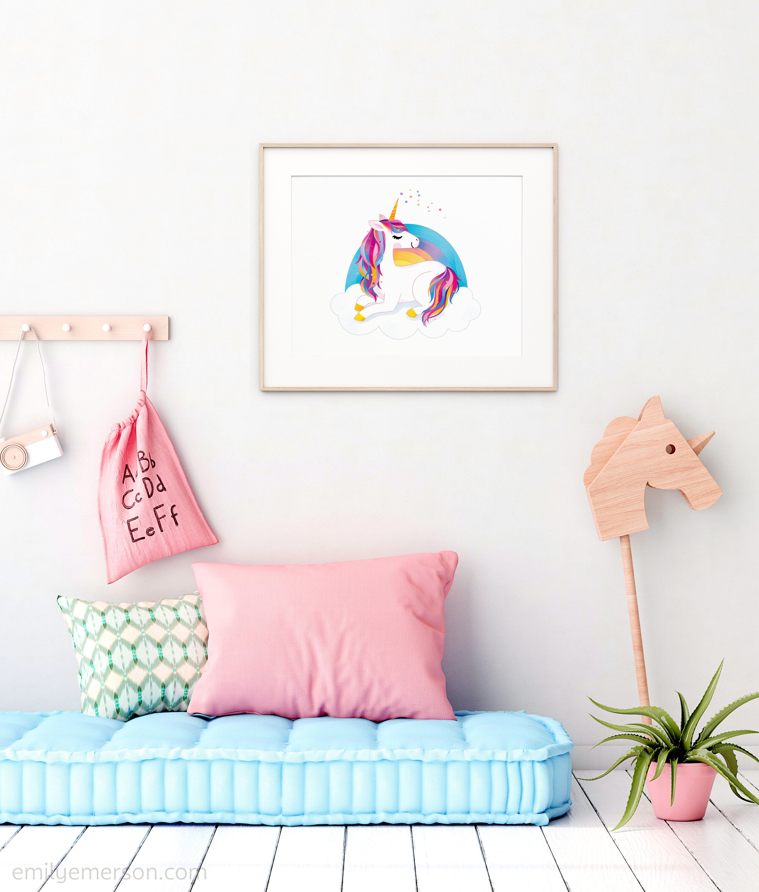 Rainbow Unicorn Wall Art Instant DIGITAL Download Art Print Etsy