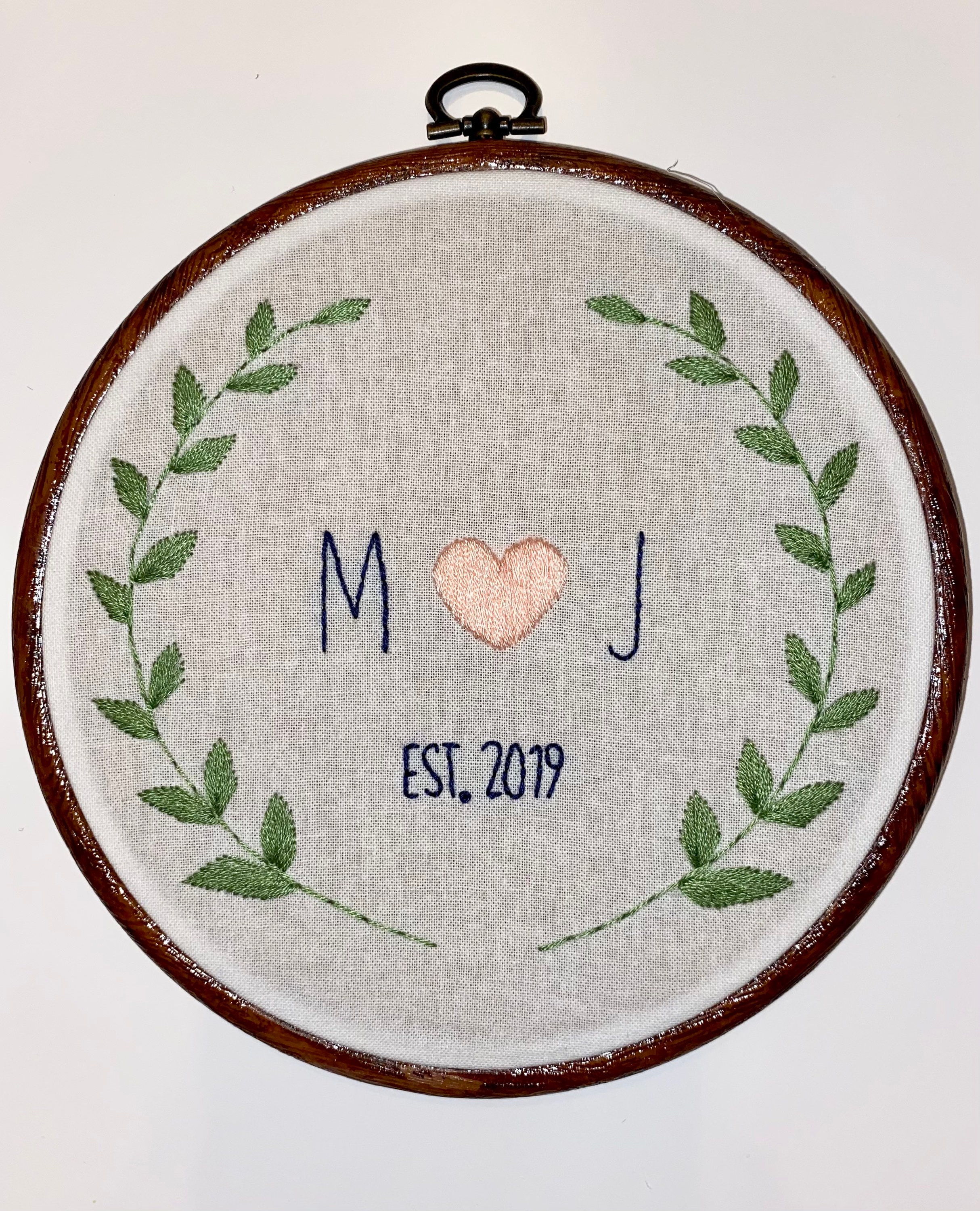 Customized couple hand embroidered hoop wall art Etsy
