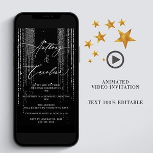 Custom Wedding Invitation Video, Silver and Black Design, Video Editing Wedding Invitation video, Personalized wedding video invitation