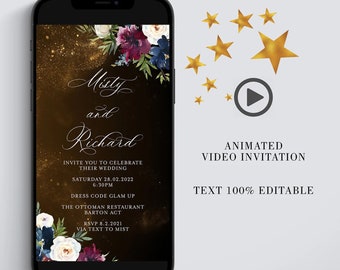 Custom Wedding Video Invitation, Animated Digital Evite, Personalized E-Invite Card, Text or Email Invite, RSVP Details Included