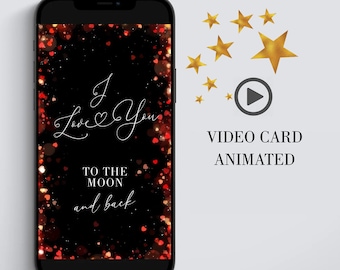 Videocard di San Valentino con cuori animati / Invito elettronico MP4 personalizzato / Ecard con download digitale