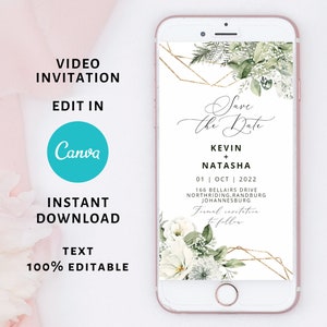 Greenery Hochzeitseinladung per Video: Animiertes Save the Date Evite (MP4)