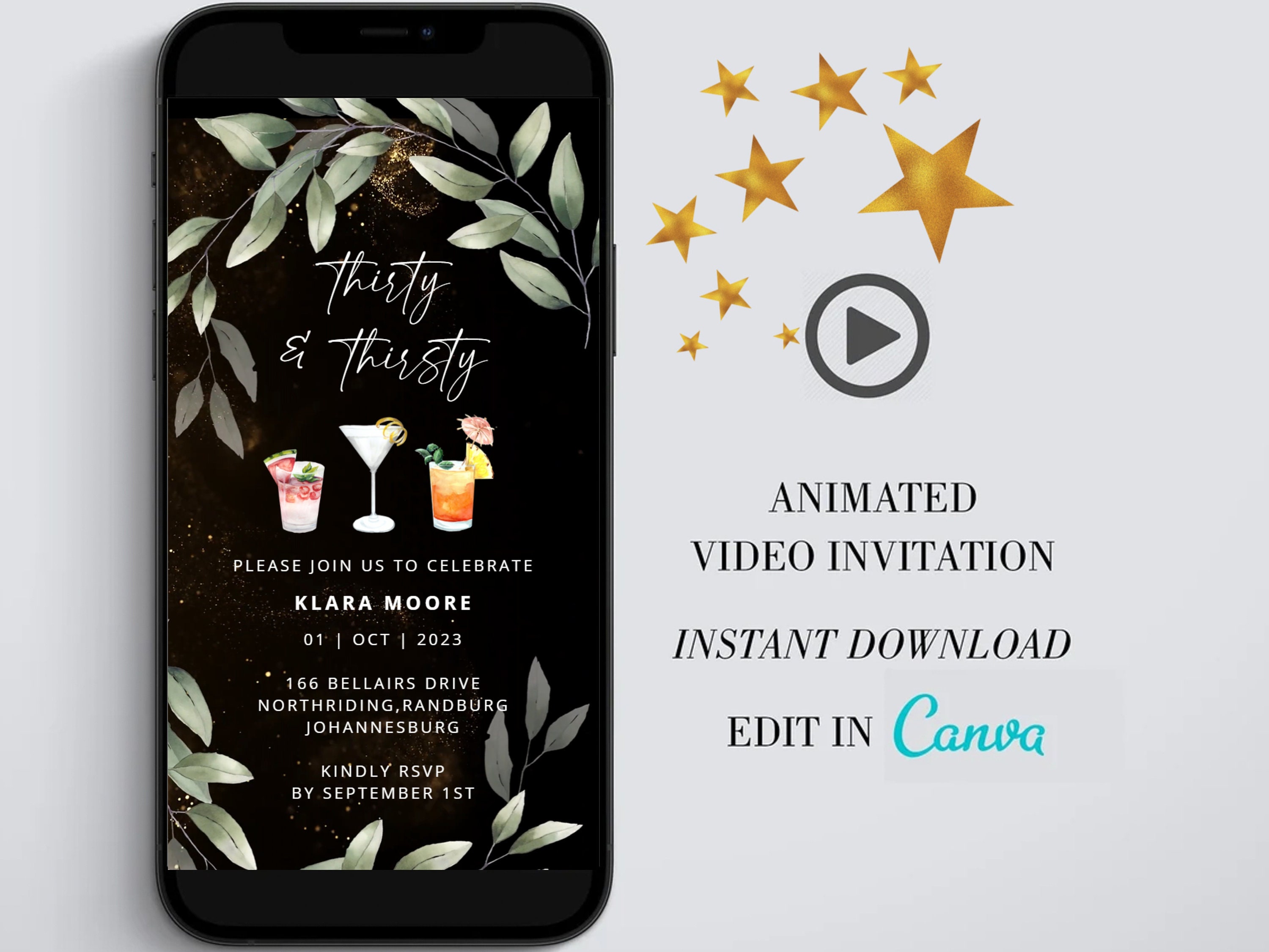 Thirty and Thirsty Electronic Gold Birthday Dinner Invitation, Editable  Birthday Dinner Invite, Gold Dinner Evite, Any Age, Instant Download - Etsy