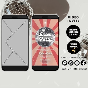 Digital Disco Birthday Video Invitation Template