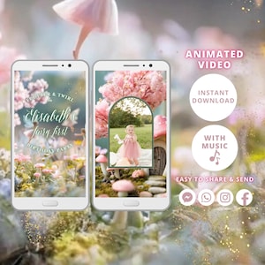 Fairy First Birthday Animated Video Invitation: Enchanted Garden (Digital Download)