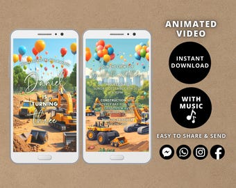 Editable Construction Dump Truck Birthday Invitation Template | Digital Instant Download | Builder Party Invite | Digger Truck Theme