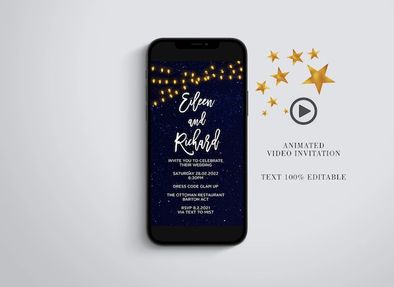Night Lights Wedding Invitation | Custom Digital Evite | String Lights Under the Stars | Personalized Online Invite