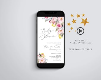 Lemon Baby Shower Video Invitation, Animated MP4 Digital Evite