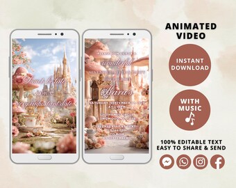 Vídeo de Aniversário MP4, Convite Animado Chá de Ⱪes no País das Maravilhas