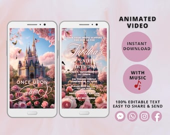 Princess Birthday Video Invitation: Pink Castle Party (Digital Download)