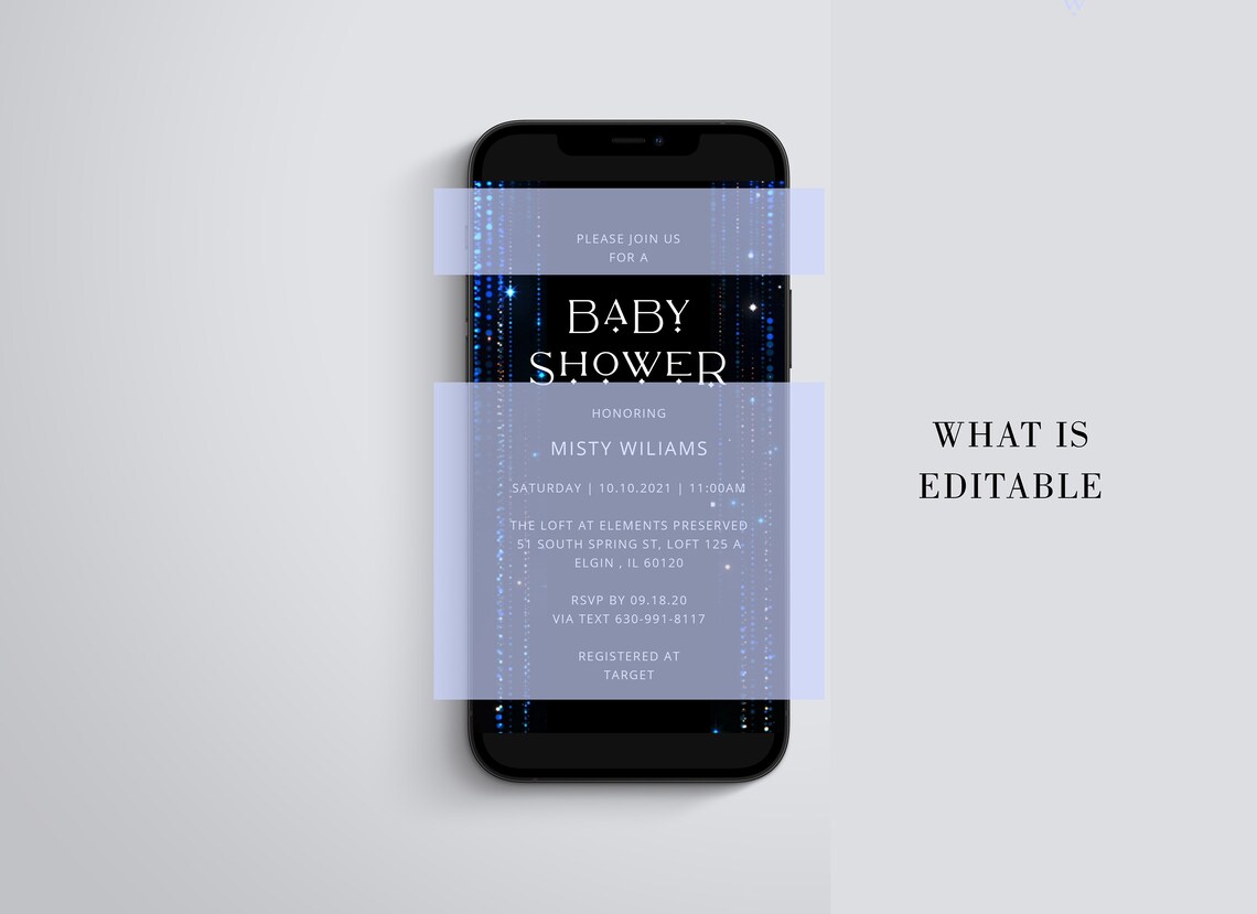 Baby Shower Video Invitation Template, Electronic Baby Shower Animated