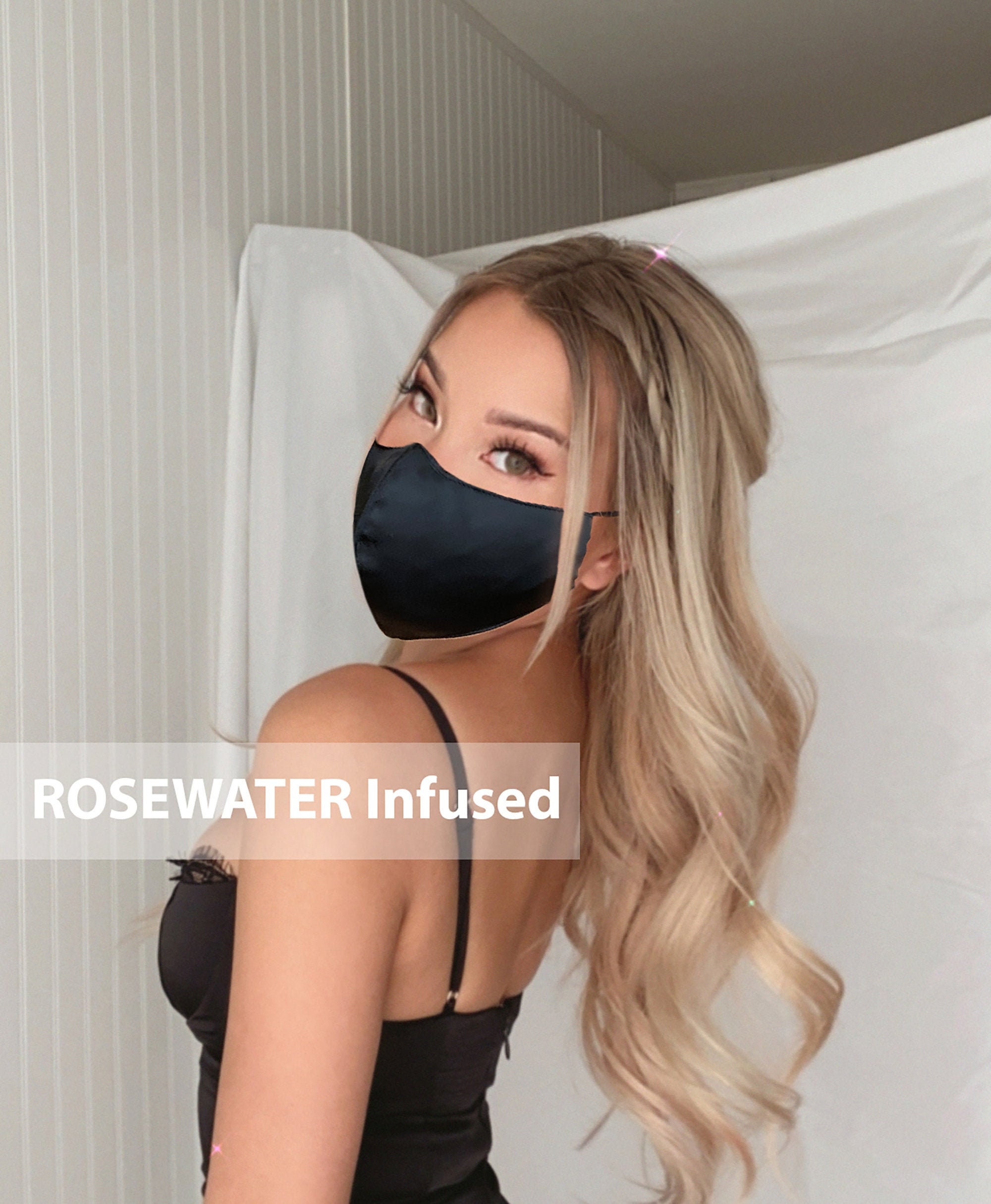 ROSEWATER infused Mulberry SILK 3 Layer Mask, Adult, Acne, Nose Wire,…