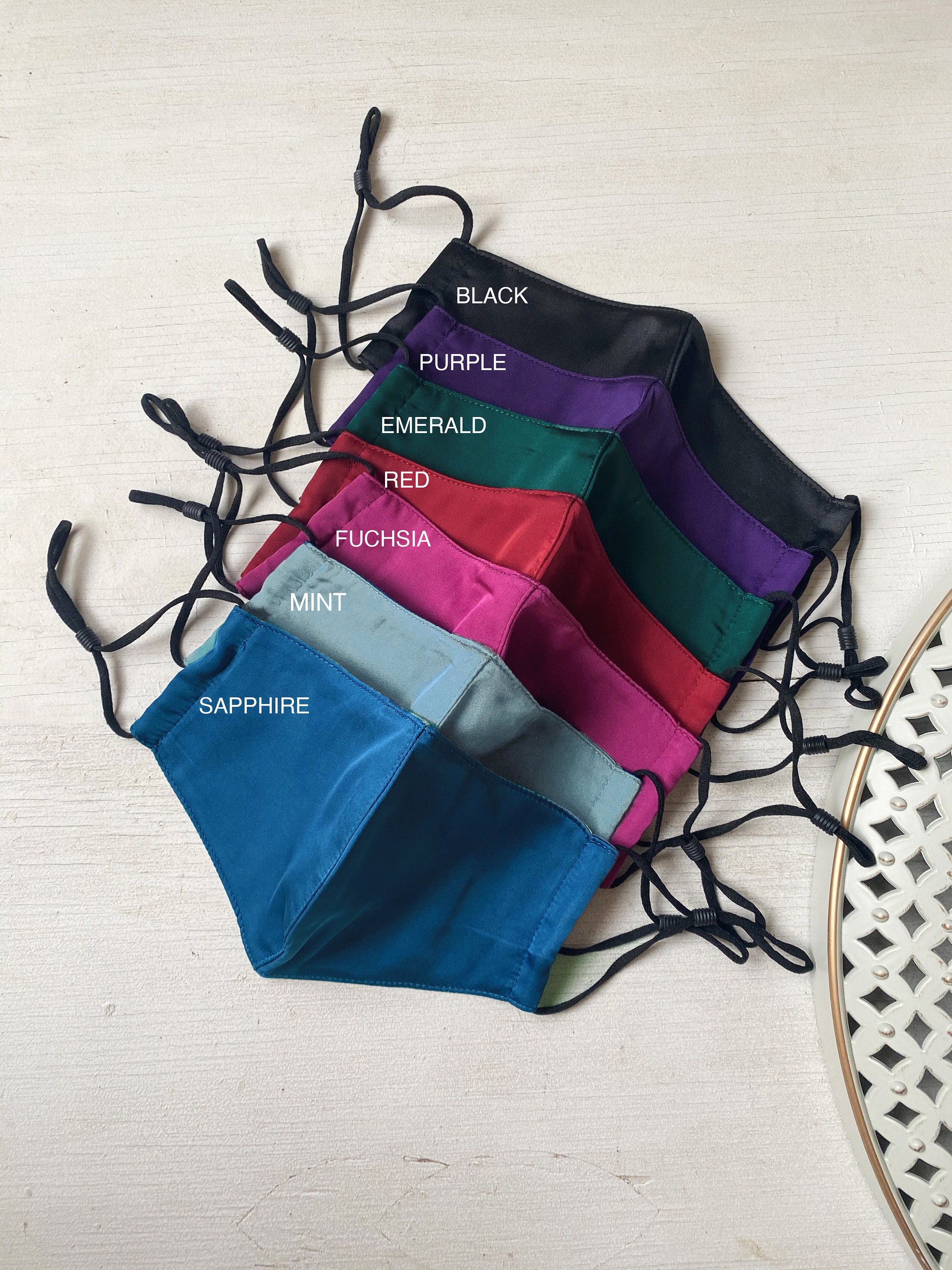 Mulberry SILK 3 Layer Print Mask, Adults, Acne, Nose Wire, ECO, Brida…