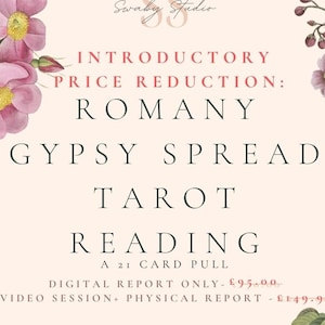 Tarotlezen - Roma-zigeunerspreiding -21 tarotkaart trekken - Tarotkaartbeoefenaar voltooide lezing - Gedetailleerde tarotlezing - Blinde tarottrekking