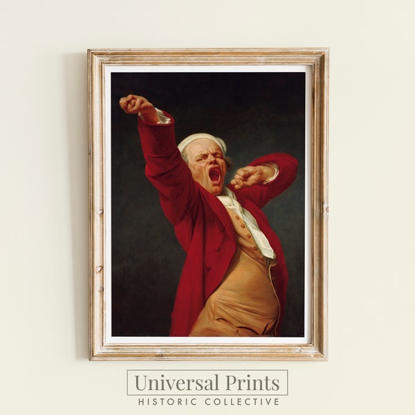 Self-Portrait Yawning Art Print / Landscape Painting / vintage Painting / PRINTABLE / Aquarelle / Joseph Ducreux / 1888 /#012