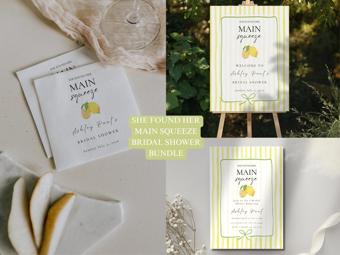 She Found Her Main Squeeze Bridal Shower Bundle- Lemon Bridal Shower ...