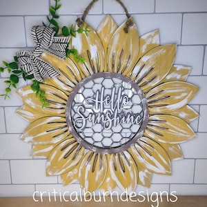 Hello Sunshine Double Layered Sunflower Door Hanger
