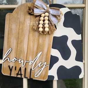 Cow Print Tag Door Hanger Archivo SVG