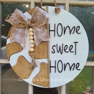 Home Sweet Home Cow Print Door Hanger File SVG