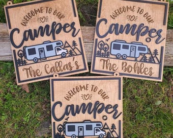 Personalized Camping sign Campsite Welcome Sign