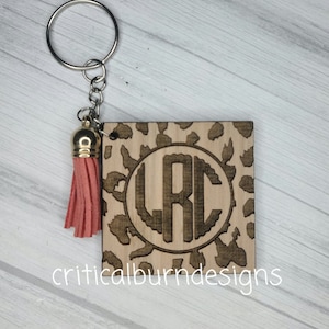 Square Monogram Cheetah Keychain