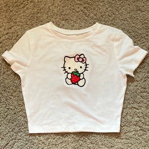 kitty embroidery crop top