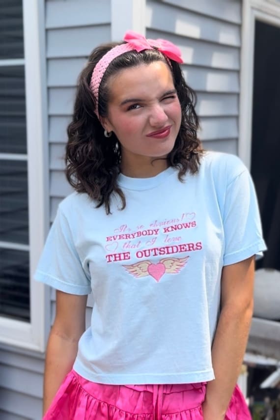 It's so Obvious! Outsiders Musical Embroidery Baby Tee T-shirt - Etsy