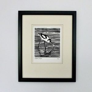 Avocet. Hand Printed Limited Edition Linocut Design