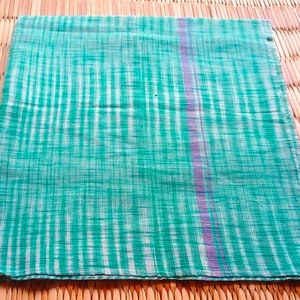 Green with Purple Border Khadi Cotton Indian Bath Beach Travel Towel Gamcha Wrap