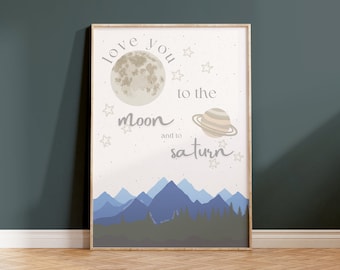 Seven | Taylor Inspired, Moon and Saturn, Mountains, Lyric Poster, Christmas Gift, Green, Wall Art, Wall Print | A2/A3/A4/A5/8x10/5x7