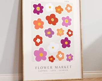 Lesbian Flower Market Print, Wall Art, Sapphic, Floral, LGBT, Gallery Wall, Wall Print, Lesbian Print, Poster, Subtle | 5x7/8x10/A3/A4/A5