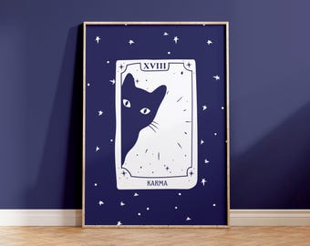 Karma | Taylor Inspired Tarot Card, Song Print, Midnights, Cat, Poster, Lyrics, Wall Art, Wall Print | A4/A5/8x10/5x7/