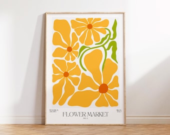 Flower Market | Milan, Chic, Modern Print, Gallery Wall, Flower Art, Cute Boho Poster, Vibrant, Botanical Art, Yellow | A4/A5/A3/A2/8x10/5x7