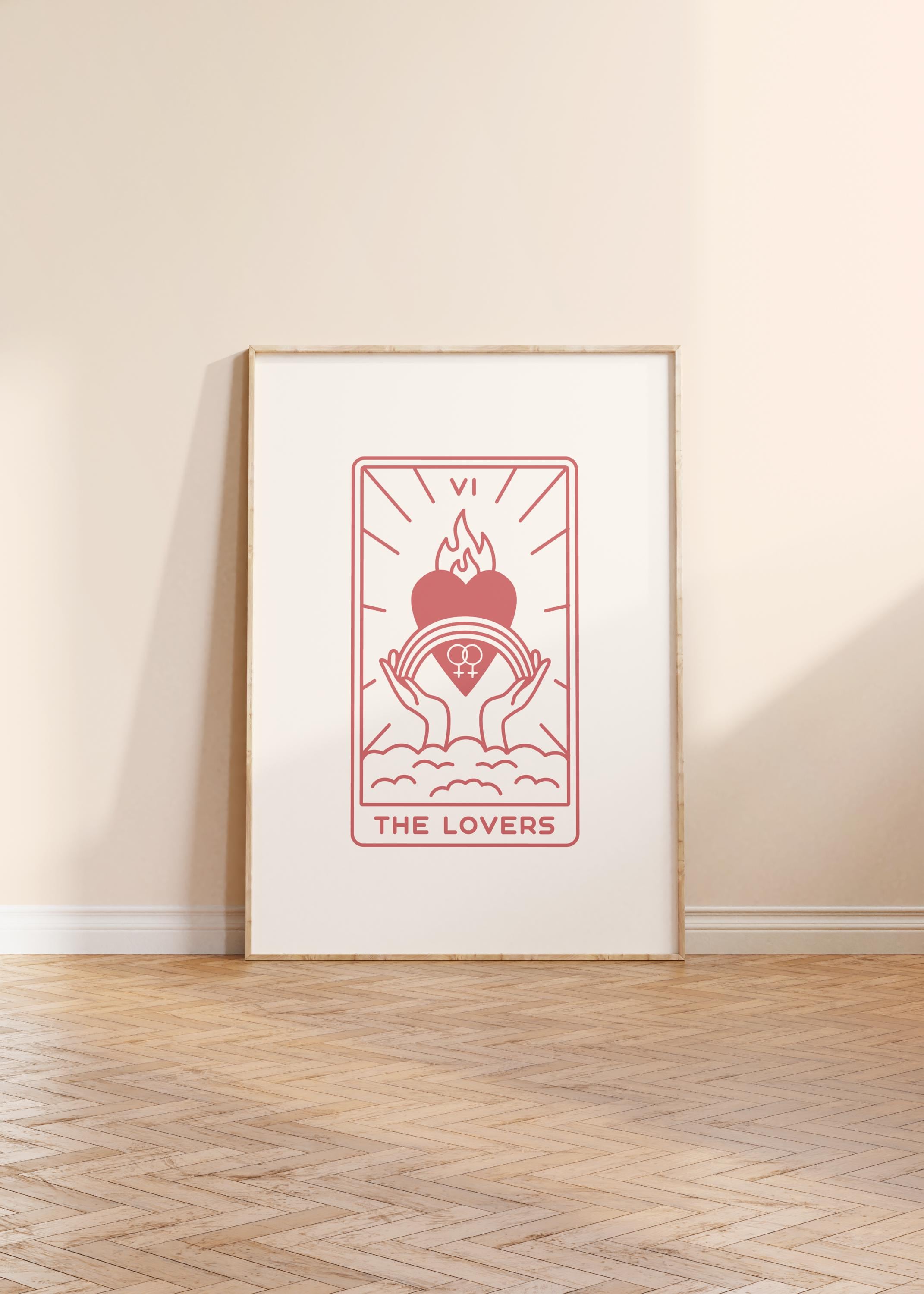 Sapphic Tarot Card, Wall Art, Rainbow, Witchy, The Lovers, LGBT, Gallery Wall, Wall Print, Lesbian Print, Poster, Subtle | 5x7/8x10/A3/A4/A5