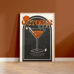 Oktobertipple | Cocktail Print, Poster, Küchendruck, Wandkunst, Pumpkin Spice, Herbstdekor, Geburtstagsgeschenk 5x7/8x10/A4/A5/A3/A2