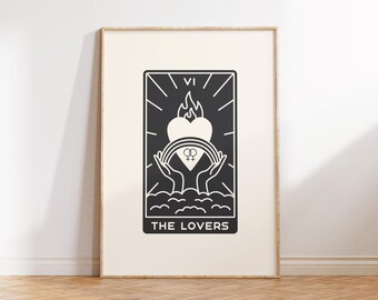 Sapphic Tarot Card, Wall Art, Neutral, Witchy, The Lovers, LGBT, Gallery Wall, Wall Print, Lesbian Print, Poster, Subtle | 5x7/8x10/A3/A4/A5