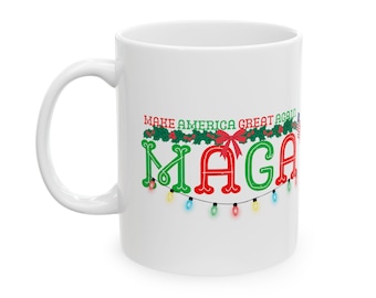 Trump MAGA Christmas Ceramic Mug, (11oz, 15oz)