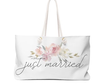 Just Married Beach/Weekender Tote Bag - White