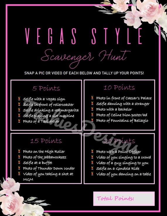 Printable Las Vegas Scavenger Hunt - Printable Word Searches