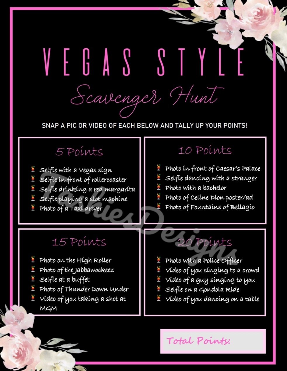 Vegas Scavenger Hunt Digital Download/Printable Etsy