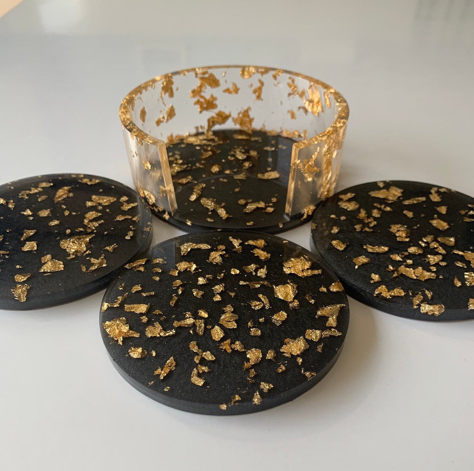 Resin 3 set of coasters with holder Etsy