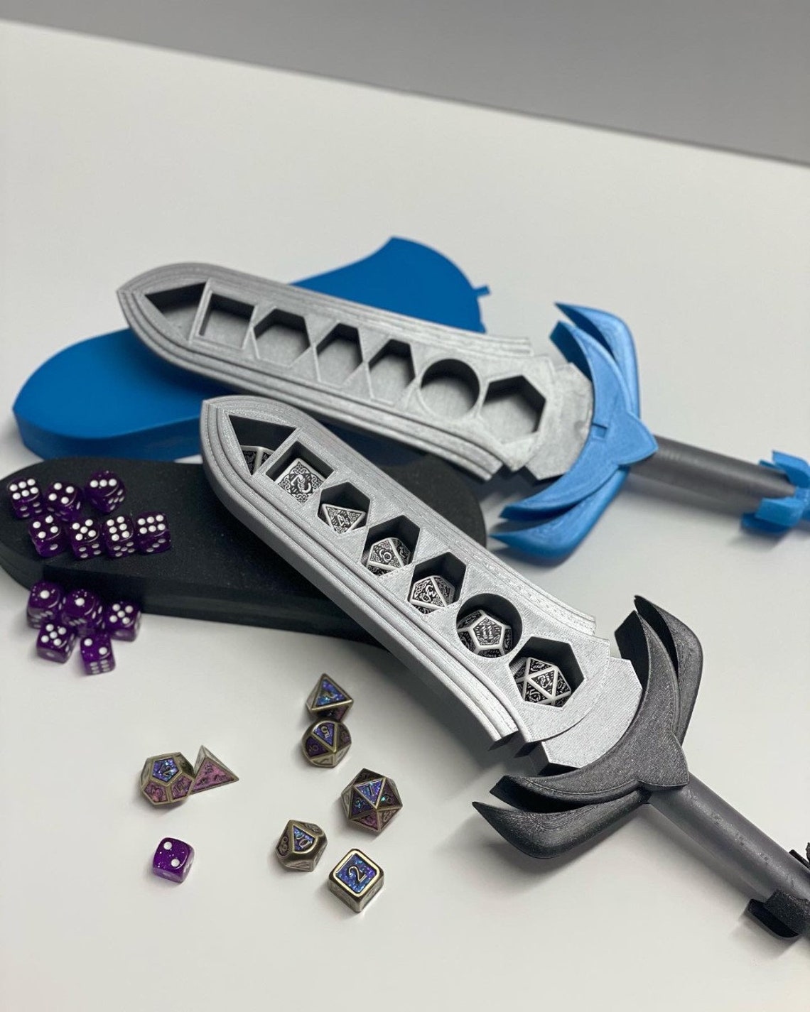 Sword Style Dice Holder 5 Part Kit Dnd Dice Set Holder Etsy