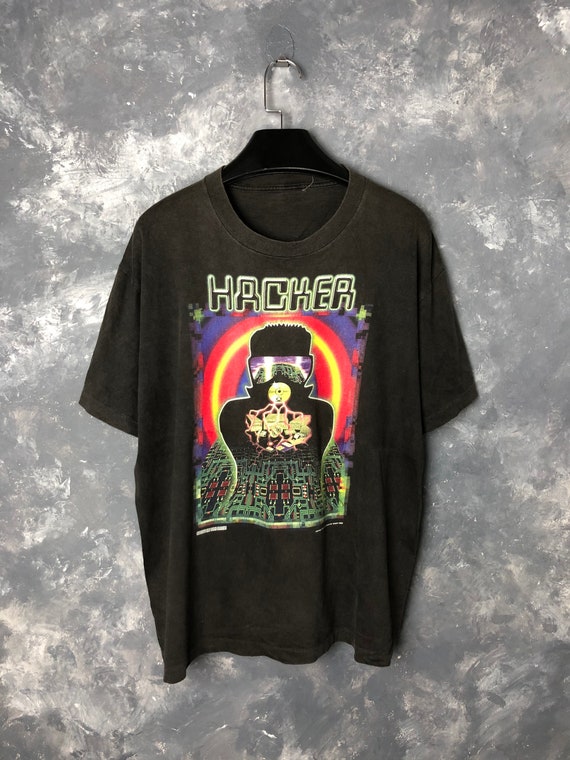 90s Vtg Hacker Glow in The Dark Tshirt/Vtg 90s Hac