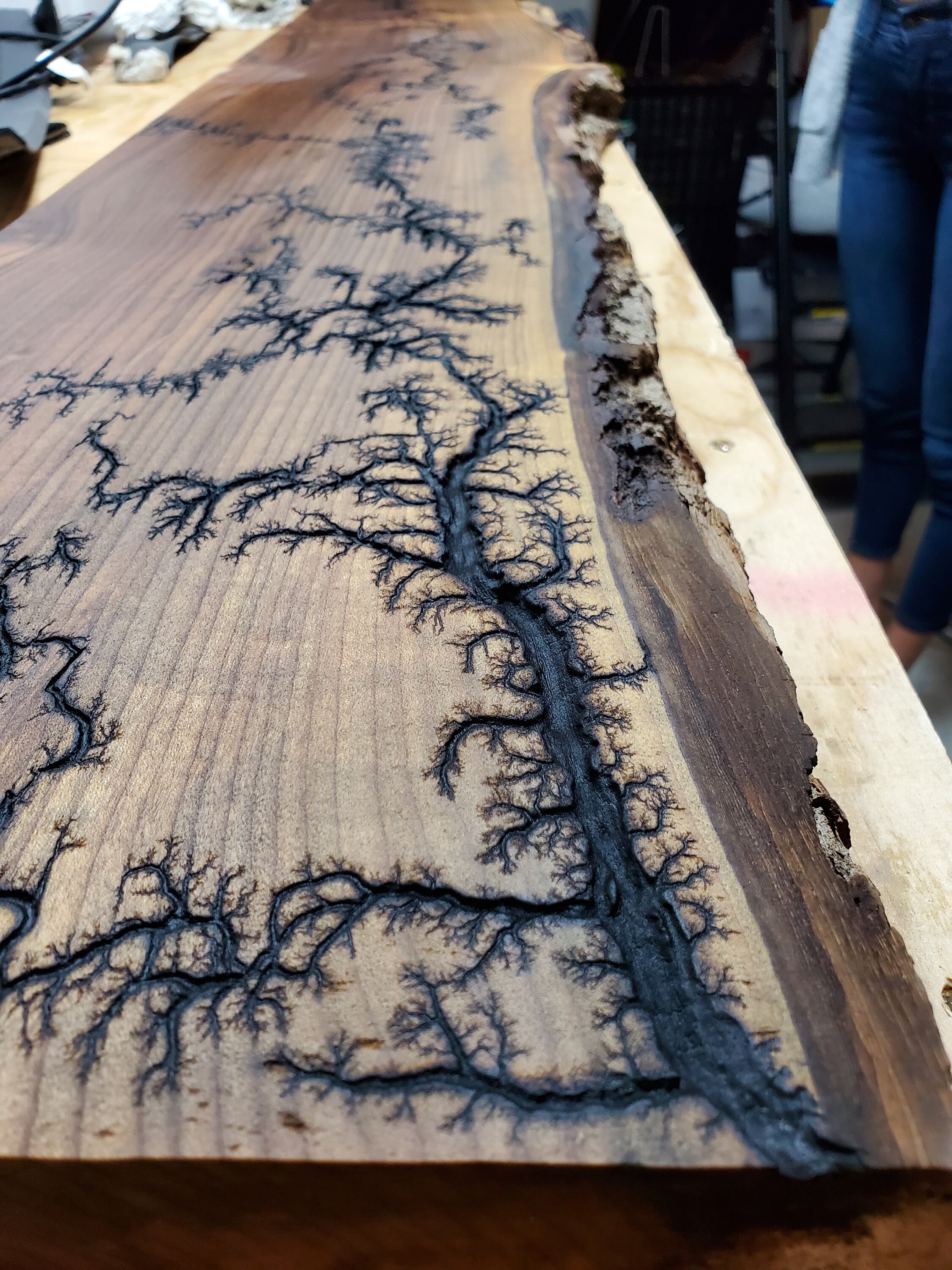 Live edge entryway table with fractal burning Etsy