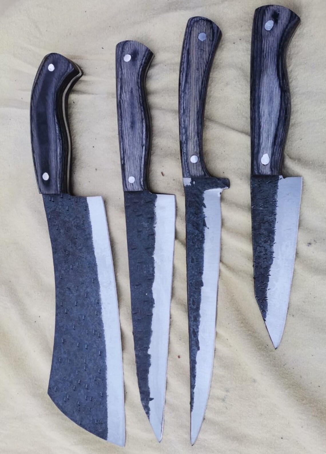 Handmade Carbon Steel Chef knife set Kitchen knives Etsy