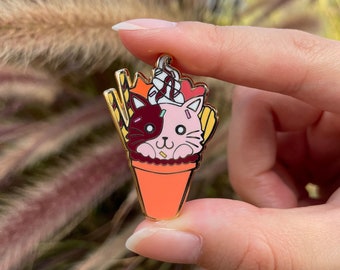 Cute Cat Ice Cream Dessert Enamel Pin Gift for her Gift Pin Backpack Birthday Icecream Pocky Kawaii Pink