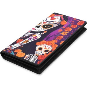 Geldbörsen für Frau Anime Leder Geldbörse La Catrina Mexikanisch Dia delos muertos Mexiko muertos urlaub Tag der Toten dias de muertos